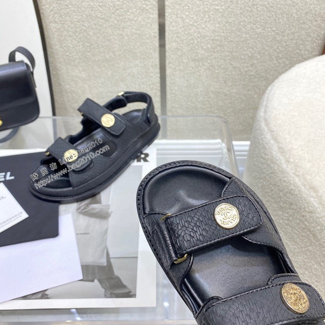 chanel香奈兒2022早春最新一季魔術貼涼鞋 沙灘涼鞋 dx3277